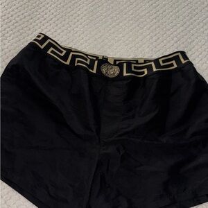Versace Black Athletic Shorts with Gold Accents